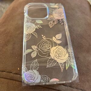 New In Box Clear Phone Case iPhone 14? Rose Pattern